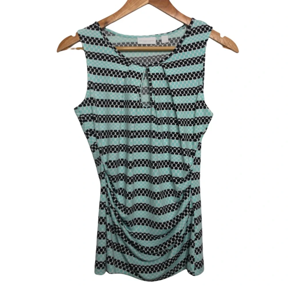 New York & Company Green Polka Dot Sleeveless Top XS NEW - Picture 1 of 8